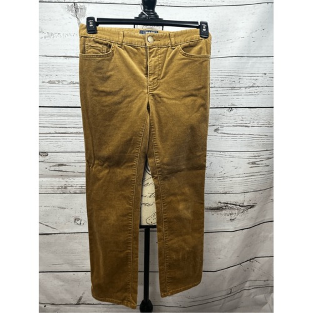 Chaps Denim Womens 2P Corduroy Pants Tan Camel Straight Leg‎ Stretch Petite 2